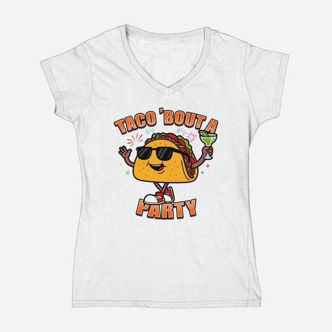 Taco Bout A Party-Womens-V-Neck-Tee-Boggs Nicolas