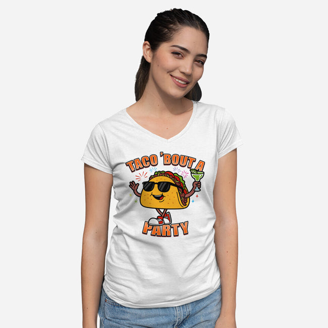 Taco Bout A Party-Womens-V-Neck-Tee-Boggs Nicolas