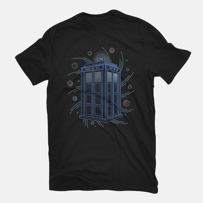 Neon Line-Art Time And Space Box-Mens-Basic-Tee-Astrobot Invention