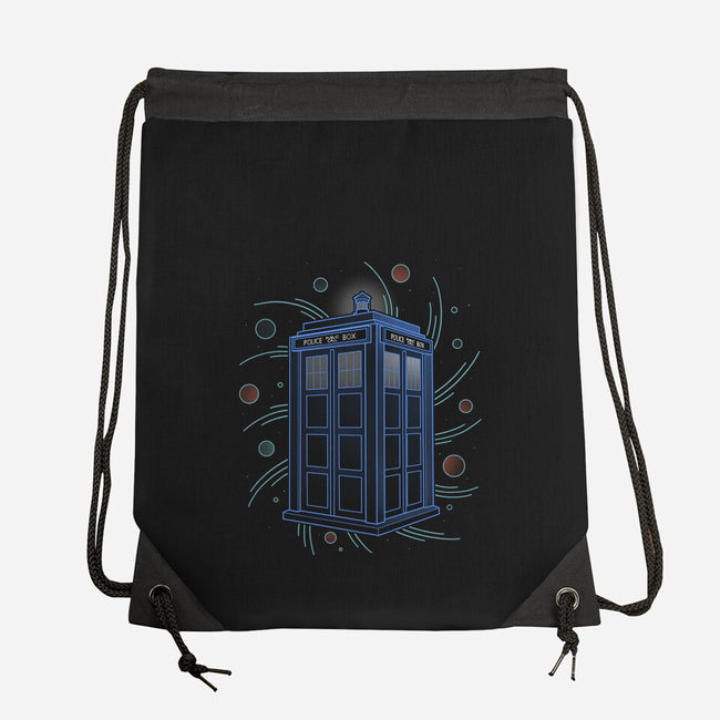 Neon Line-Art Time And Space Box-None-Drawstring-Bag-Astrobot Invention