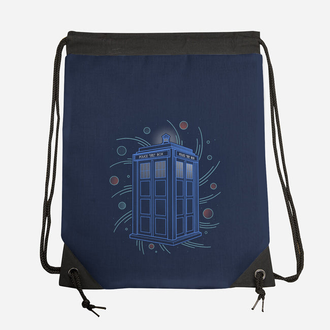 Neon Line-Art Time And Space Box-None-Drawstring-Bag-Astrobot Invention