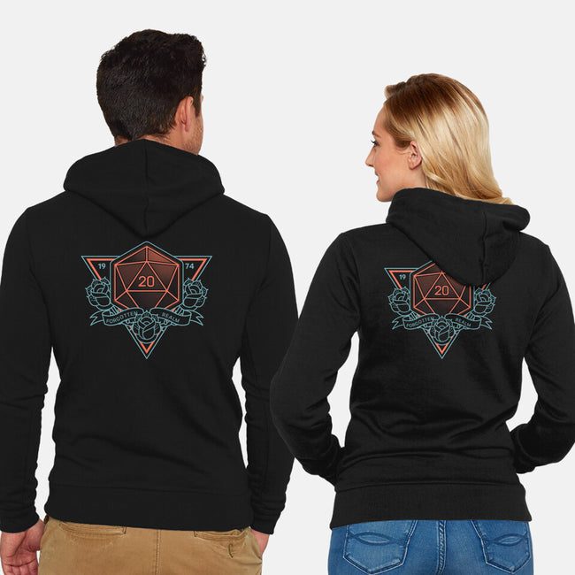 Neon Hipster Critical Dice-Unisex-Zip-Up-Sweatshirt-Astrobot Invention