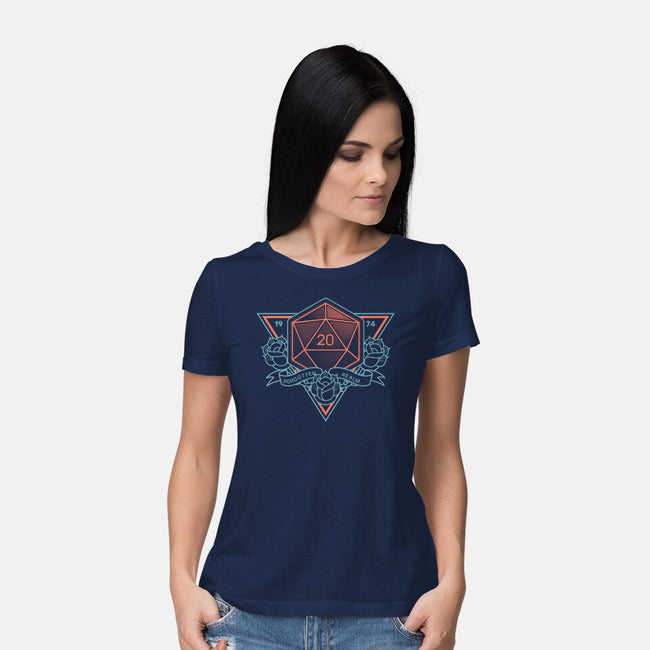 Neon Hipster Critical Dice-Womens-Basic-Tee-Astrobot Invention