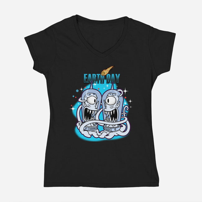 Earth Day-Womens-V-Neck-Tee-palmstreet