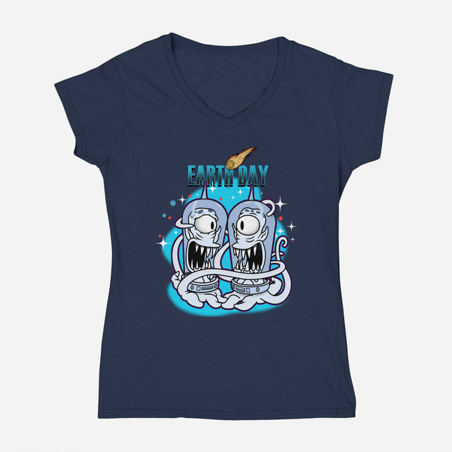 Earth Day-Womens-V-Neck-Tee-palmstreet