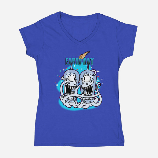 Earth Day-Womens-V-Neck-Tee-palmstreet