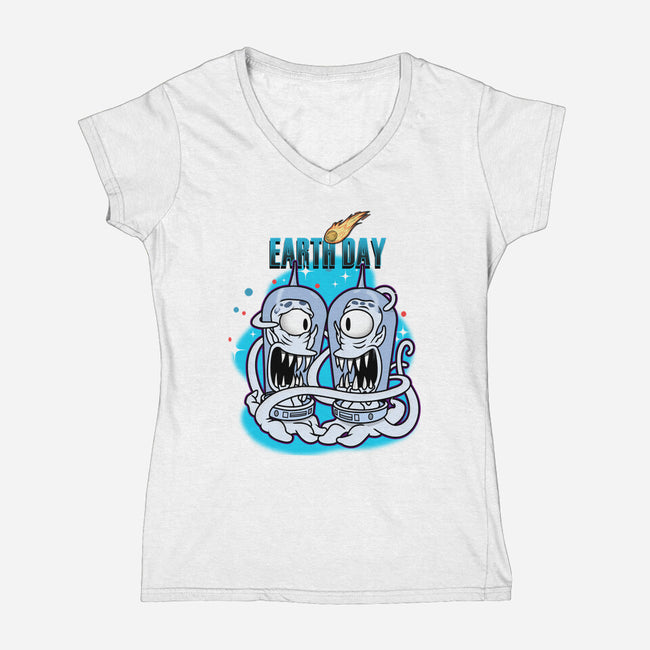 Earth Day-Womens-V-Neck-Tee-palmstreet