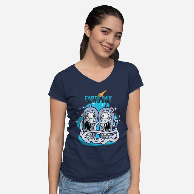 Earth Day-Womens-V-Neck-Tee-palmstreet
