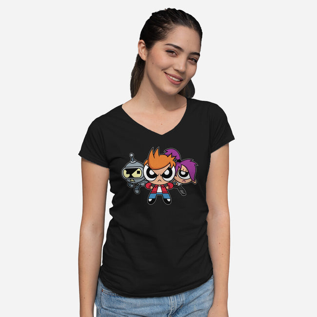 The Planetpuff Express-Womens-V-Neck-Tee-Barbadifuoco