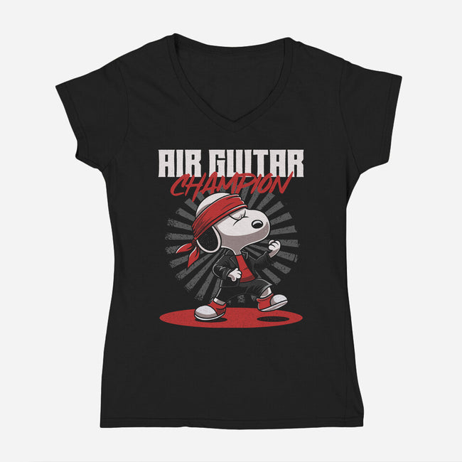 Air Guitar Champion-Womens-V-Neck-Tee-Herk Up Tees