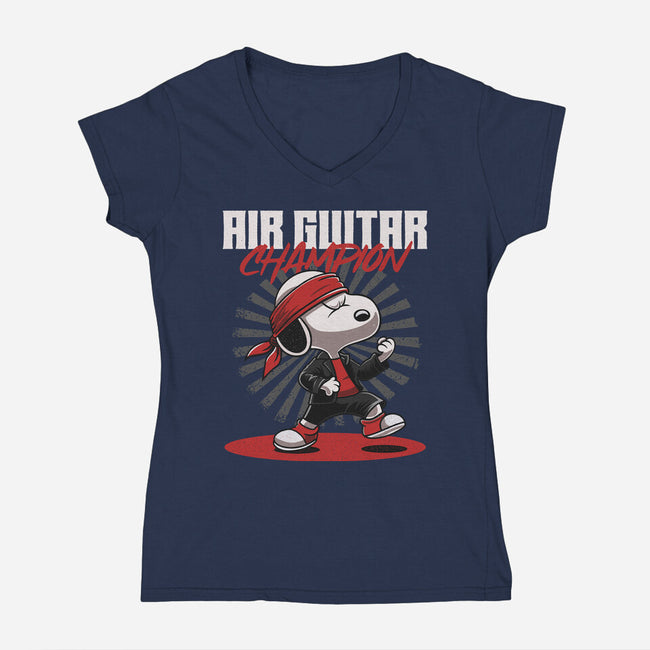 Air Guitar Champion-Womens-V-Neck-Tee-Herk Up Tees