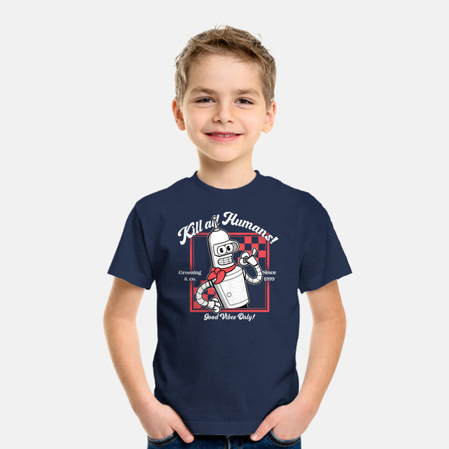 Kill All Humans Good Vibes Only-Youth-Basic-Tee-PopCultureWizard