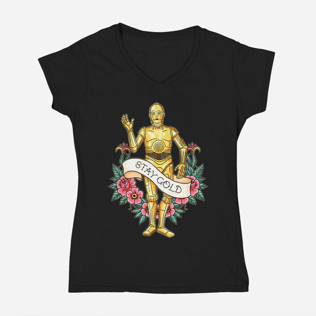 Stay Good Stay Gold-Womens-V-Neck-Tee-P1yu5h