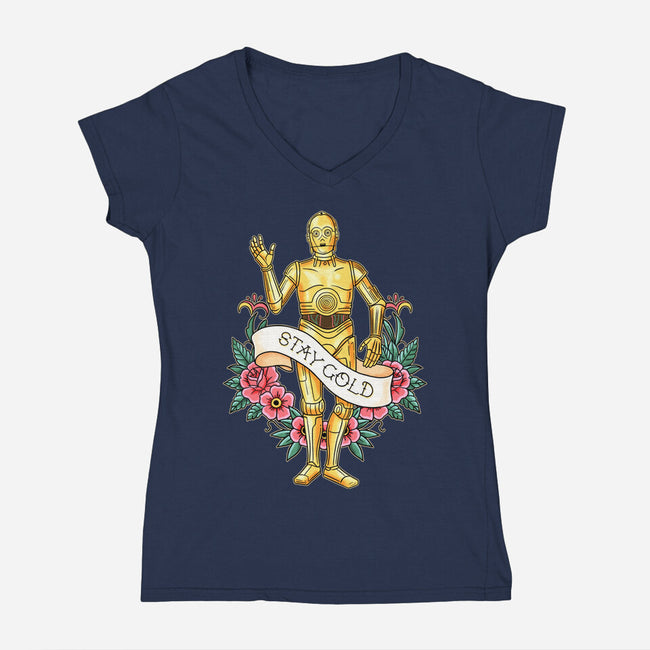 Stay Good Stay Gold-Womens-V-Neck-Tee-P1yu5h