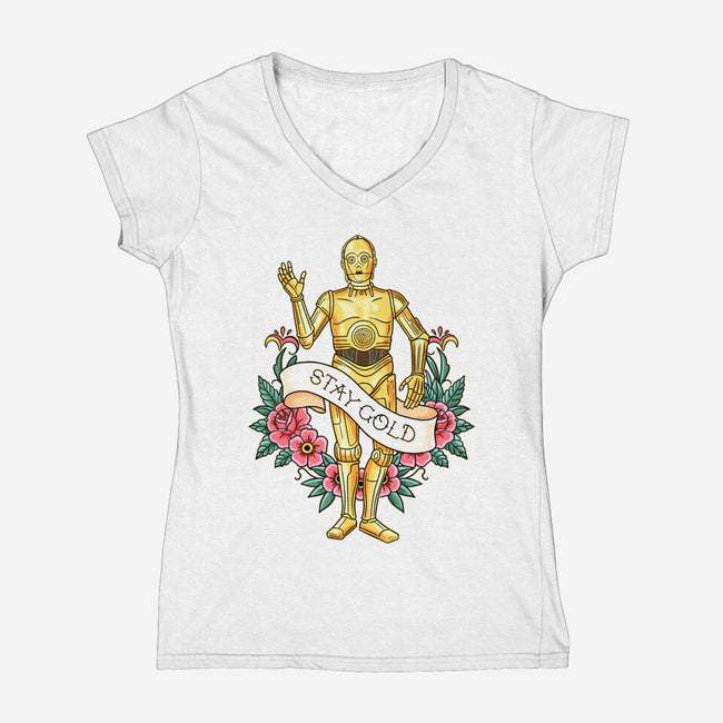 Stay Good Stay Gold-Womens-V-Neck-Tee-P1yu5h