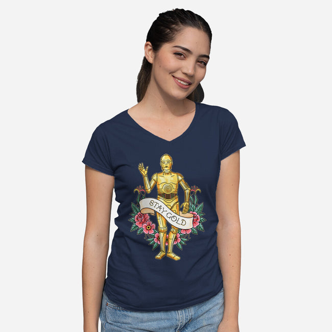 Stay Good Stay Gold-Womens-V-Neck-Tee-P1yu5h