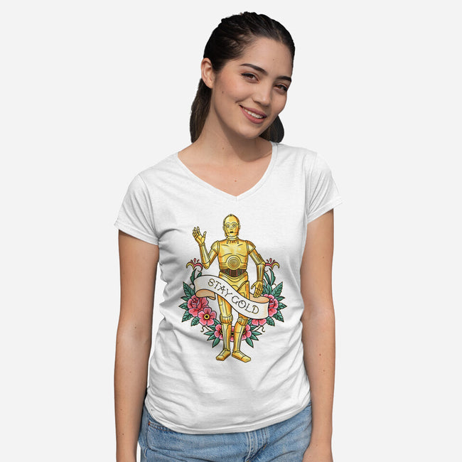 Stay Good Stay Gold-Womens-V-Neck-Tee-P1yu5h