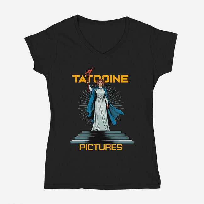 Tatooine Pictures-Womens-V-Neck-Tee-P1yu5h