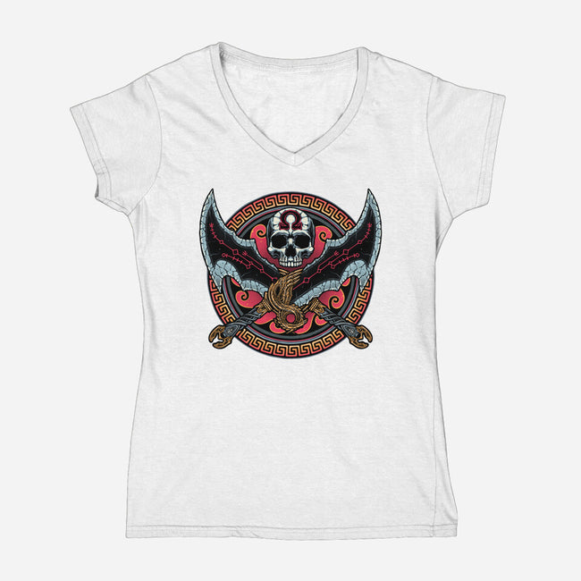 Legend Of The Chaos-Womens-V-Neck-Tee-momma_gorilla