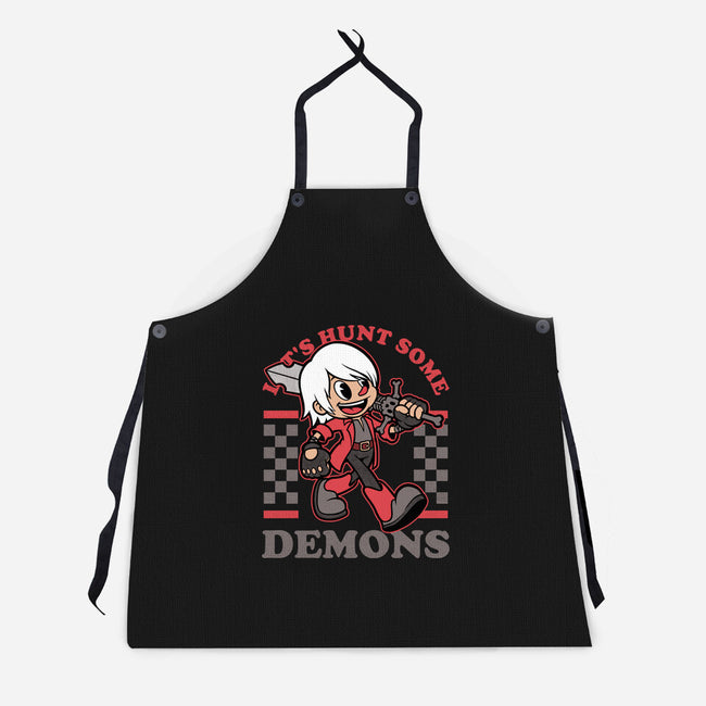 Game Mascot Devil Hunter-Unisex-Kitchen-Apron-Studio Mootant