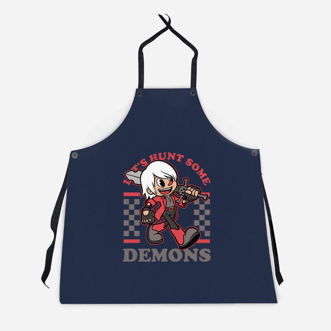 Game Mascot Devil Hunter-Unisex-Kitchen-Apron-Studio Mootant