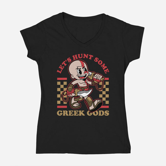 Game Mascot Demigod Hunter-Womens-V-Neck-Tee-Studio Mootant