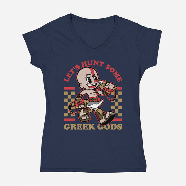 Game Mascot Demigod Hunter-Womens-V-Neck-Tee-Studio Mootant