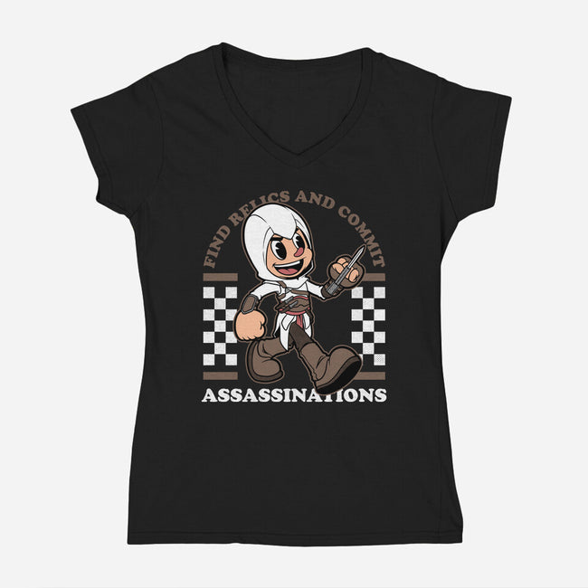 Game Mascot Assassin-Womens-V-Neck-Tee-Studio Mootant