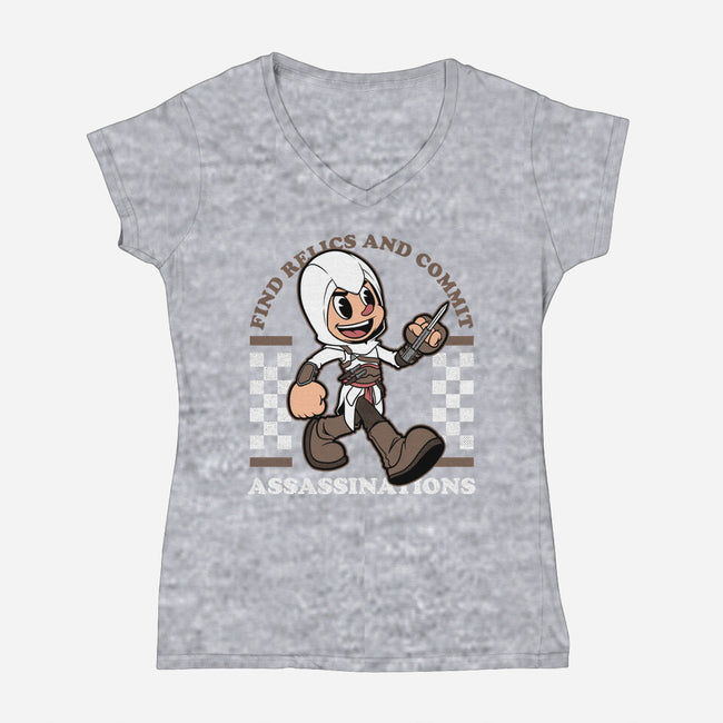 Game Mascot Assassin-Womens-V-Neck-Tee-Studio Mootant