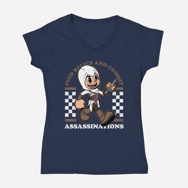 Game Mascot Assassin-Womens-V-Neck-Tee-Studio Mootant
