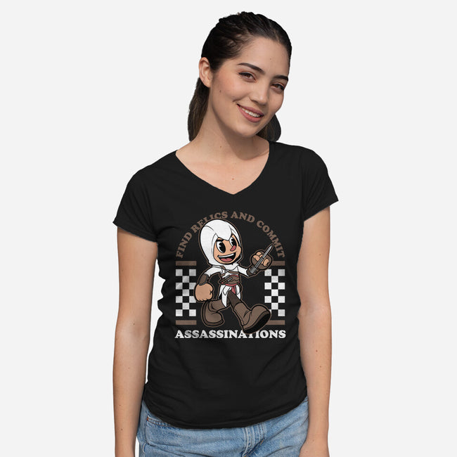Game Mascot Assassin-Womens-V-Neck-Tee-Studio Mootant