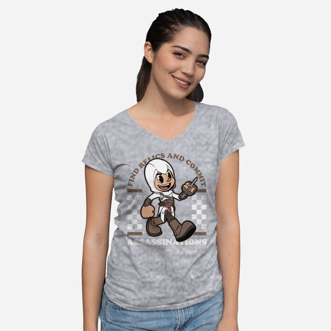 Game Mascot Assassin-Womens-V-Neck-Tee-Studio Mootant