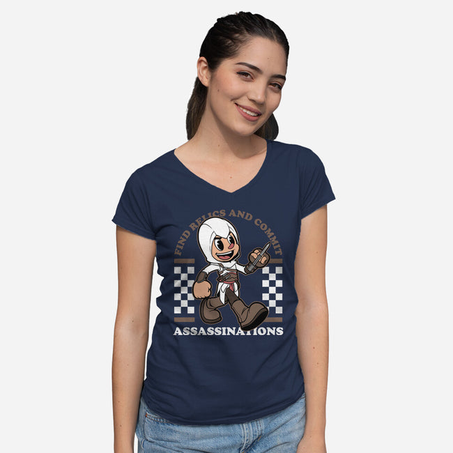 Game Mascot Assassin-Womens-V-Neck-Tee-Studio Mootant
