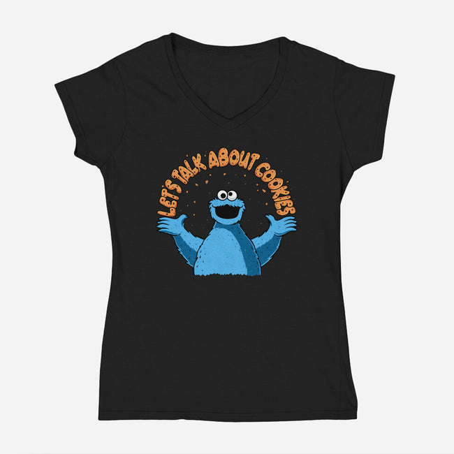 Let's Talk About Cookies-Womens-V-Neck-Tee-erion_designs