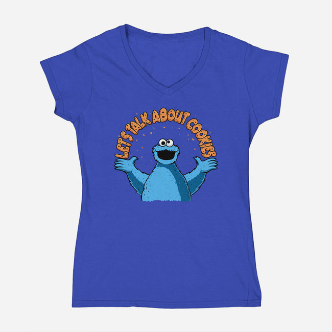 Let's Talk About Cookies-Womens-V-Neck-Tee-erion_designs