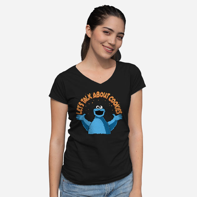 Let's Talk About Cookies-Womens-V-Neck-Tee-erion_designs