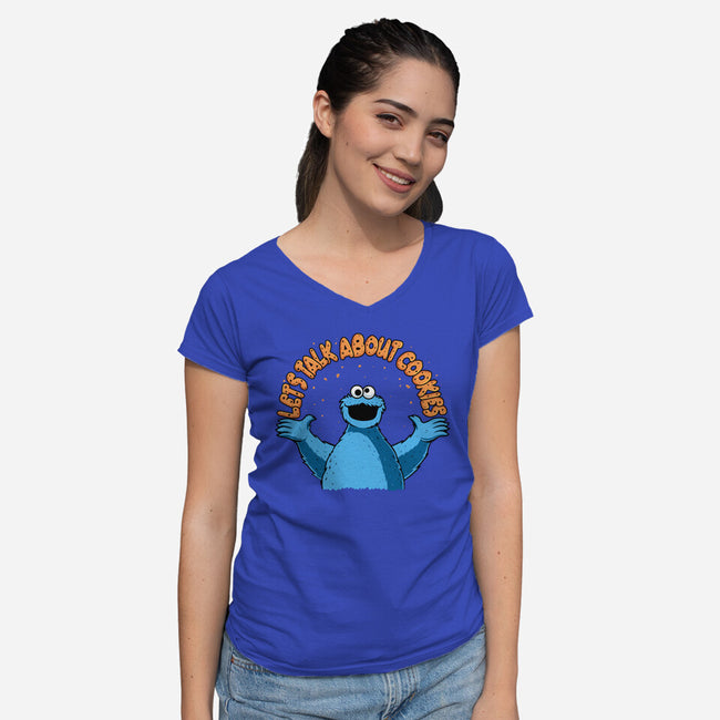 Let's Talk About Cookies-Womens-V-Neck-Tee-erion_designs