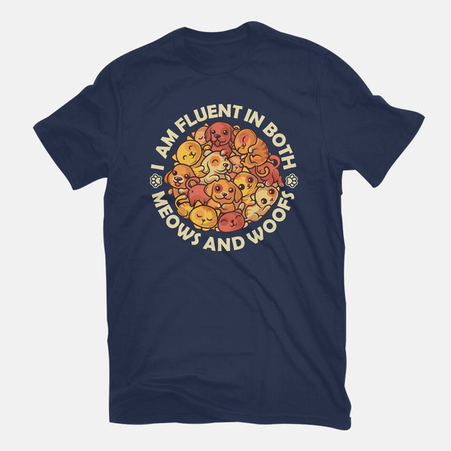 Fluent In Meows And Woofs-Womens-Basic-Tee-erion_designs