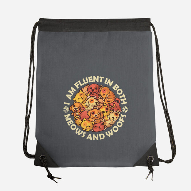 Fluent In Meows And Woofs-None-Drawstring-Bag-erion_designs