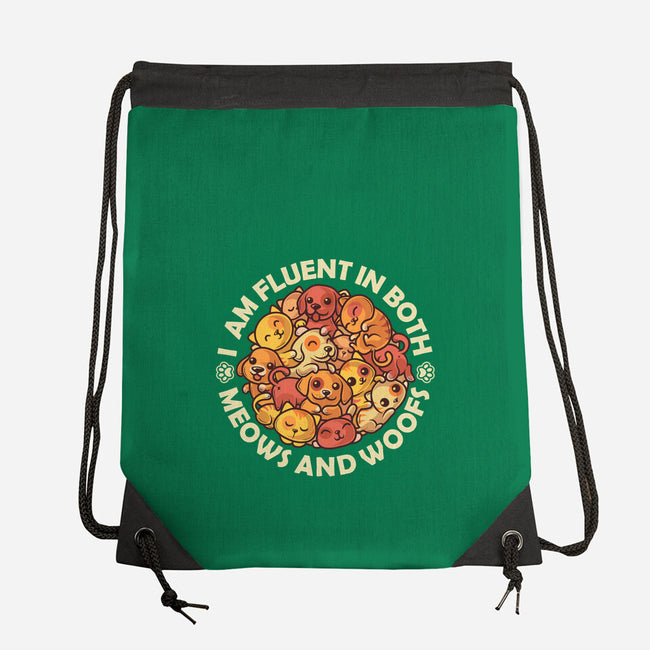 Fluent In Meows And Woofs-None-Drawstring-Bag-erion_designs