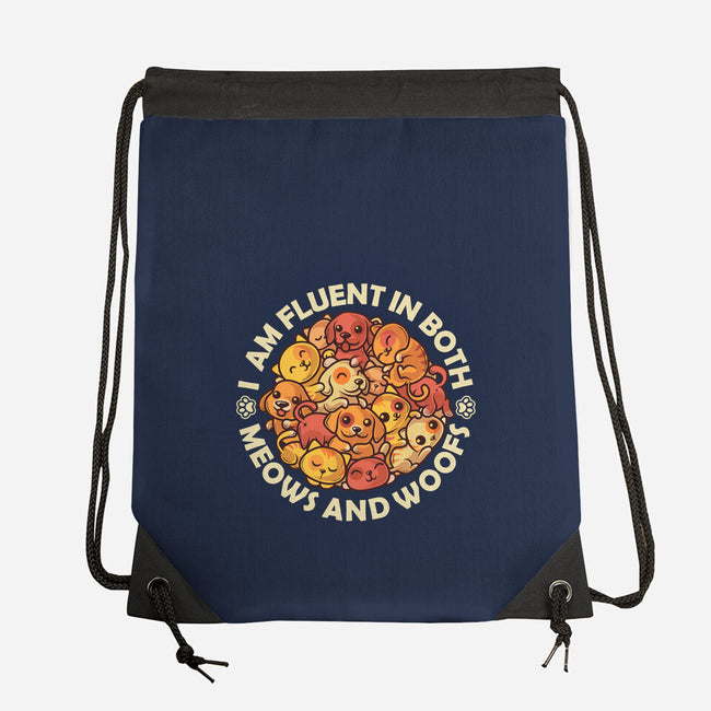 Fluent In Meows And Woofs-None-Drawstring-Bag-erion_designs
