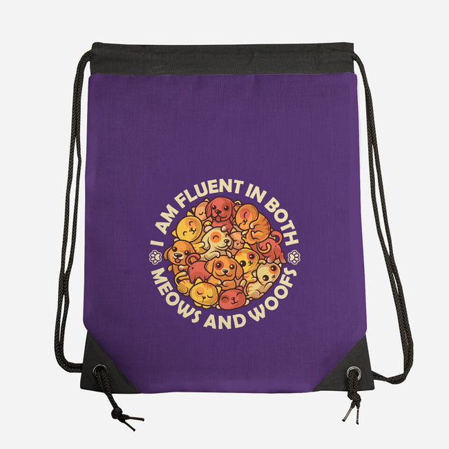 Fluent In Meows And Woofs-None-Drawstring-Bag-erion_designs