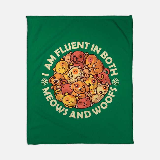Fluent In Meows And Woofs-None-Fleece-Blanket-erion_designs