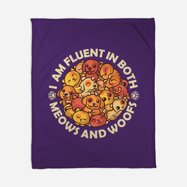 Fluent In Meows And Woofs-None-Fleece-Blanket-erion_designs