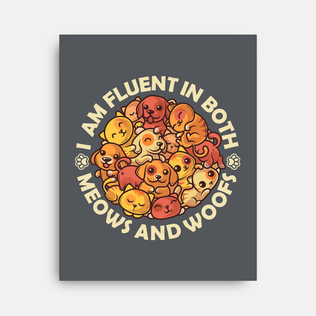 Fluent In Meows And Woofs-None-Stretched-Canvas-erion_designs