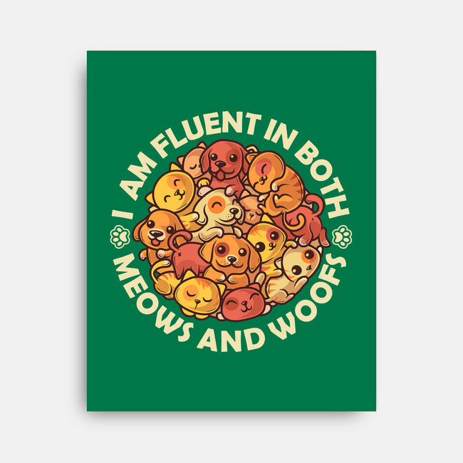 Fluent In Meows And Woofs-None-Stretched-Canvas-erion_designs