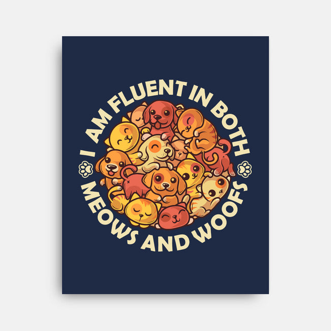 Fluent In Meows And Woofs-None-Stretched-Canvas-erion_designs