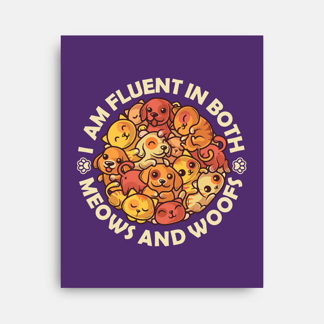 Fluent In Meows And Woofs-None-Stretched-Canvas-erion_designs
