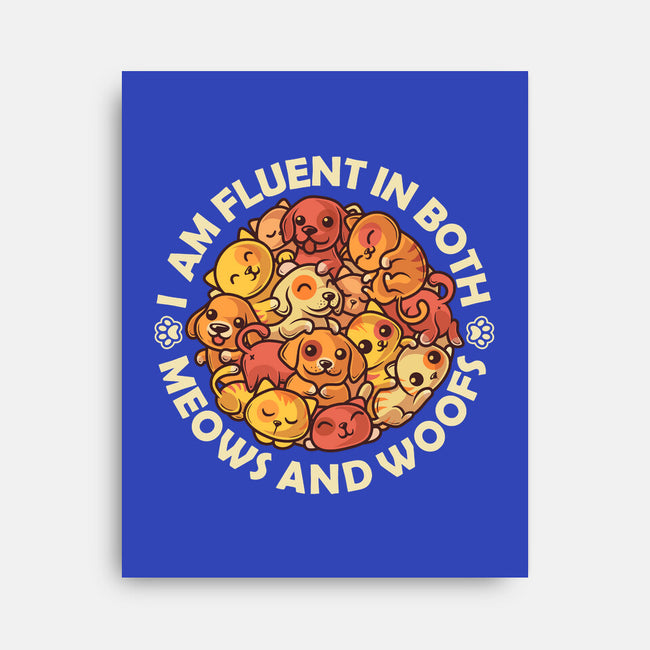 Fluent In Meows And Woofs-None-Stretched-Canvas-erion_designs