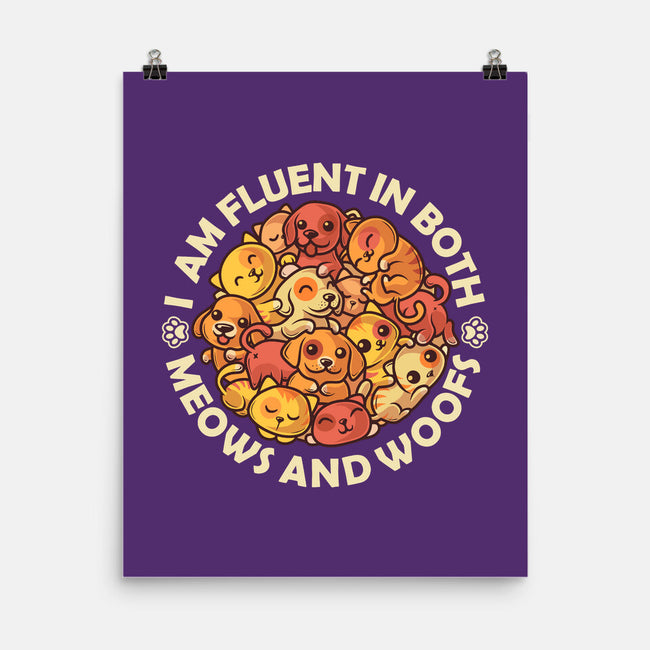 Fluent In Meows And Woofs-None-Matte-Poster-erion_designs